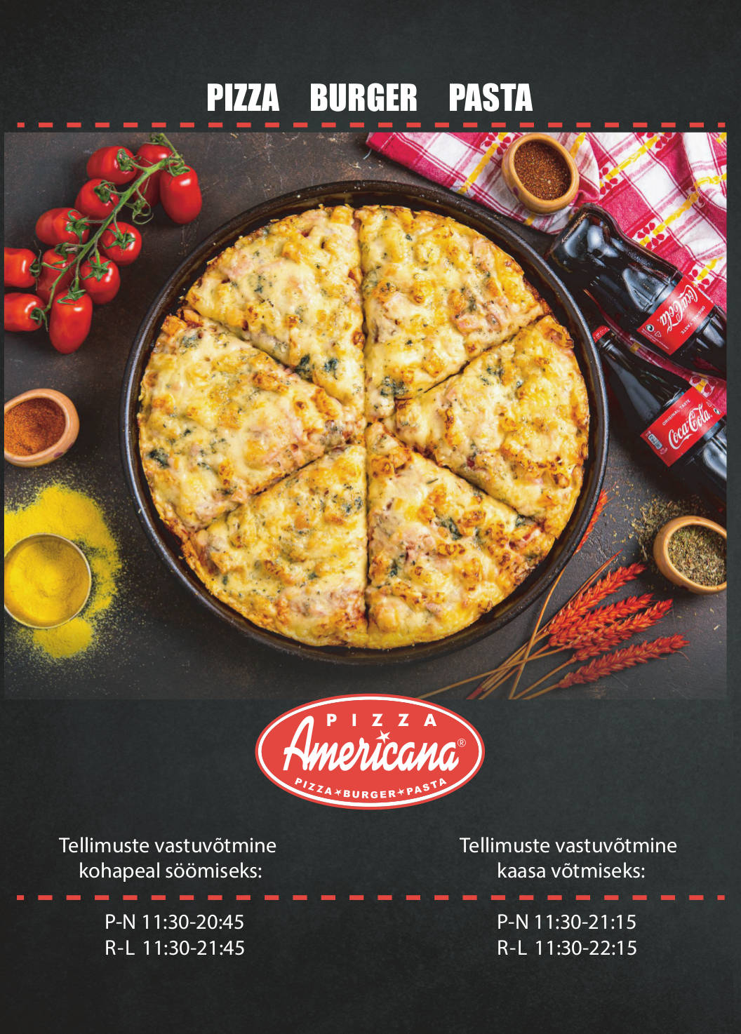Menüü Pizza Americana